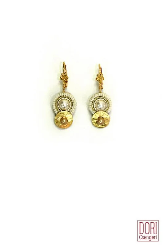 Crystal stud earrings for evening glamour -Harmony Golden Earrings