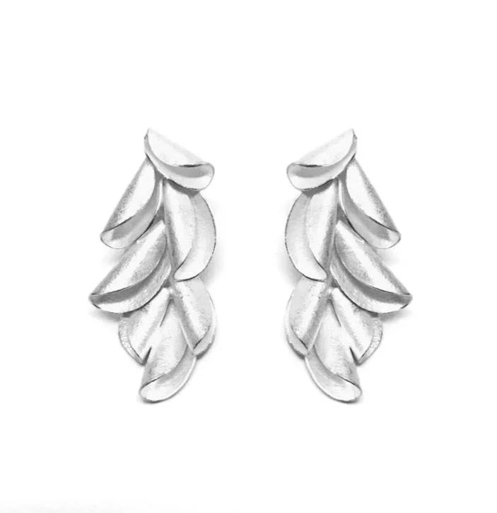 Vintage-inspired crystal earrings for timeless beauty -Kayo Saito - Folded leaves earrings