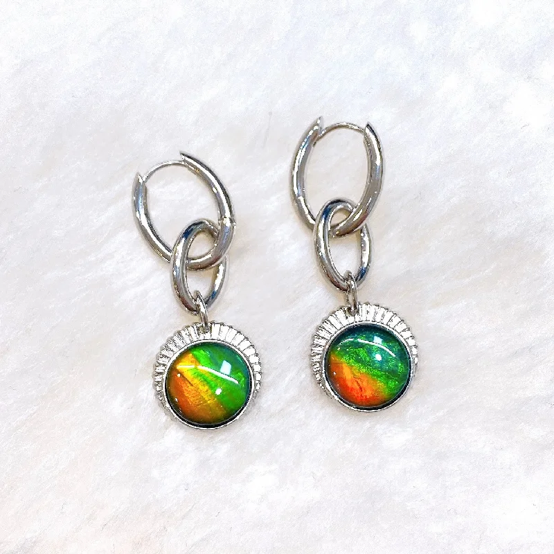 Gold drop earrings for classic looks -Ammolite Earrings Sterling Silver ORIGINS Chain Link Earrings