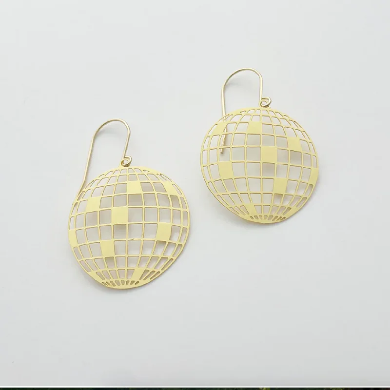 Modern gold drop earrings for stylish looks -Mini Disco Ball Earrings in Gold