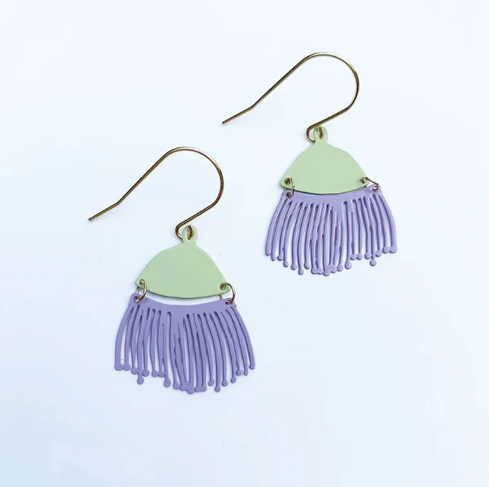 Large statement earrings for party wear -Mini Gum Blossom Earrings Liliac/Pistachio