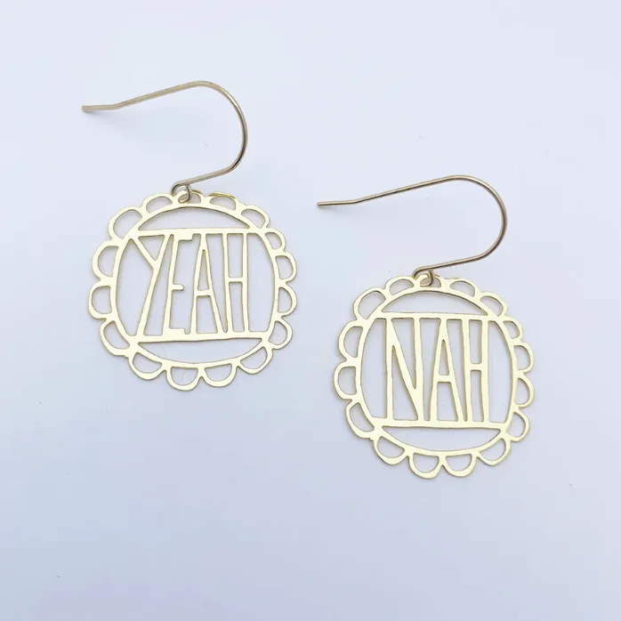 Colorful gemstone earrings for bold style -Mini Yeah/Nah Earrings in Gold