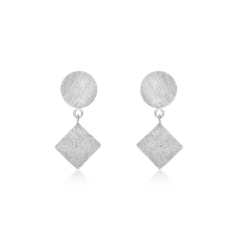 Modern pearl earrings for sleek outfits -Natalie Wong- Geometric Shapes Earrings with Hand Engraving