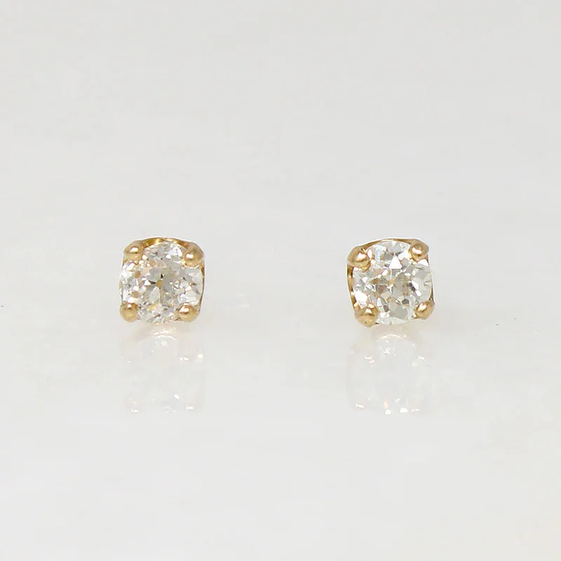 Diamond drop earrings for elegant evening wear -Old Mine Cut .50tcw Diamond Stud Earrings