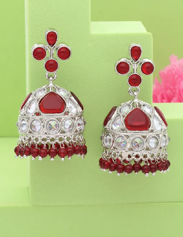 Silver and pearl earrings for elegant touch -Fancy Jhumka Earrings