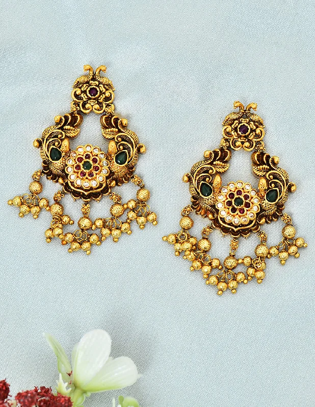 Statement gold earrings for upscale events -Stunning Designer Zirconia Chandbali Earrings