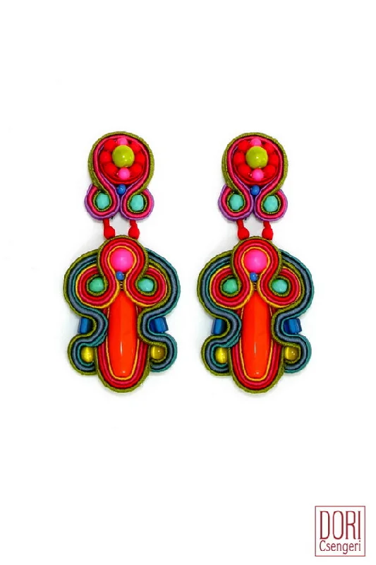 Long dangle earrings for formal occasions -Tel Aviv Bold Colors Earrigns