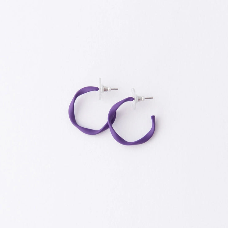 Artistic hoop earrings for creative style -Twisted Hoop Earring Mini Purple