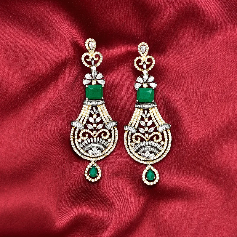 Large statement earrings for party wear -Zirconia Earrings 55631