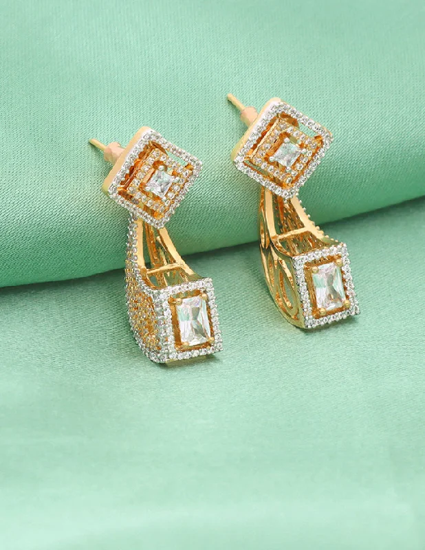 Statement ear cuffs for bold fashion -Zirconia GJ Polish Dangler 2 in 1 Stud+Earrings